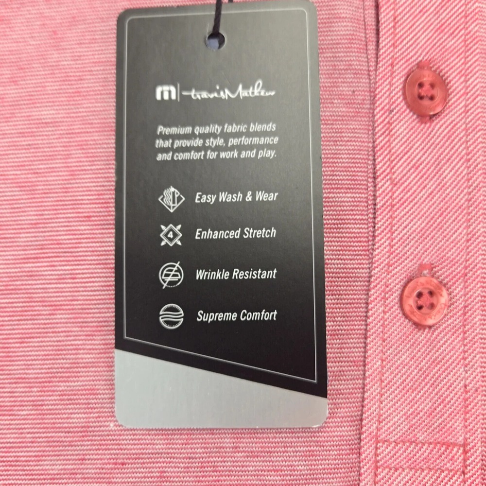 Travis Mathew Shirt Mens XXL Pink Heather Performance Golf‎ Polo Short Sleeve - Picture 7 of 15